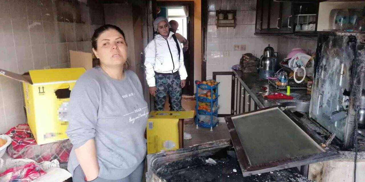 Yangın esnasında evde kimsenin olmaması olası faciayı önledi
