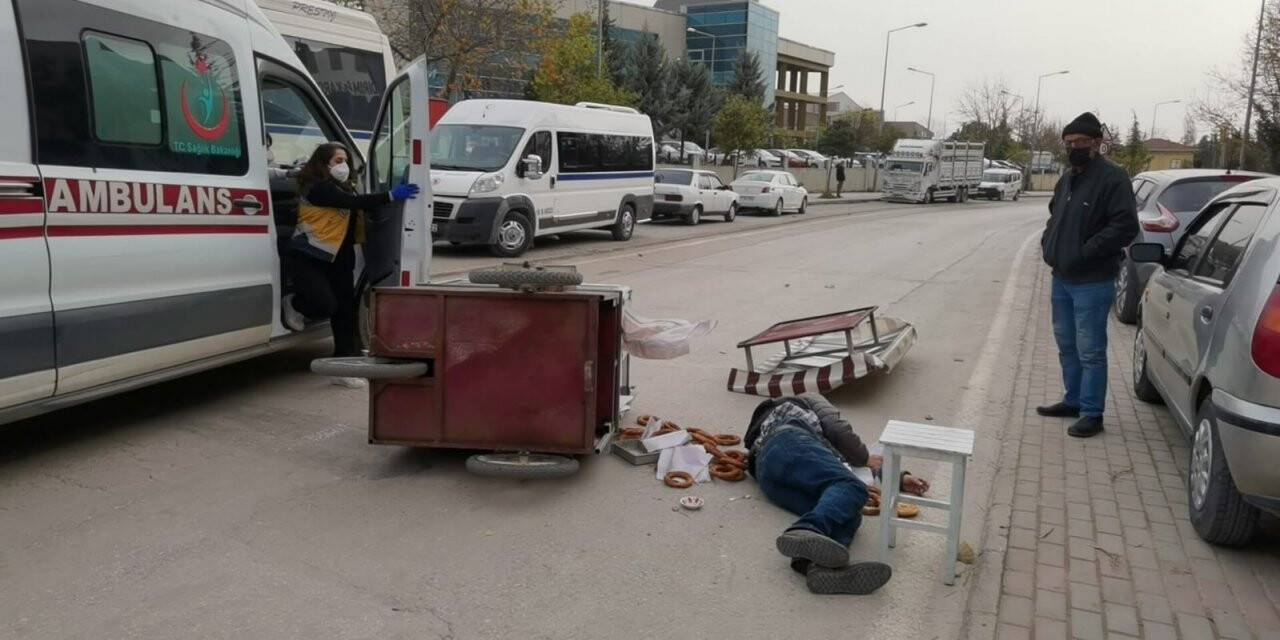 Lodos simit tezgahını devirdi, simitçi ağır yaralandı