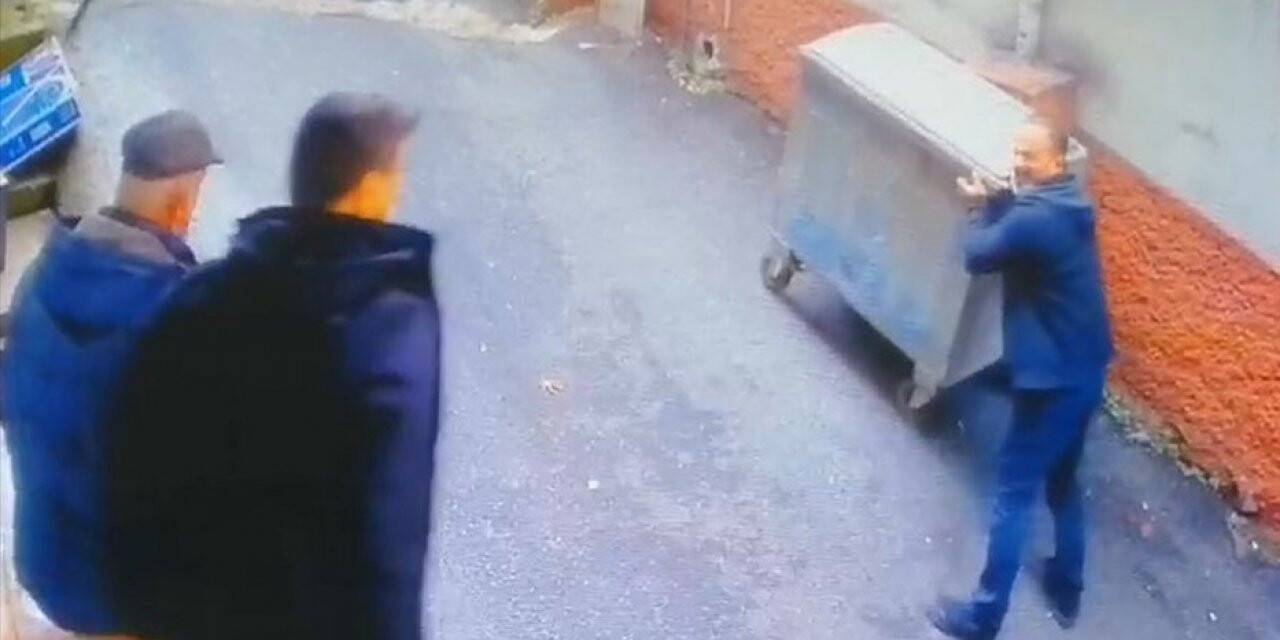 Esnaf çöp konteynerının önüne atlayarak faciayı önledi