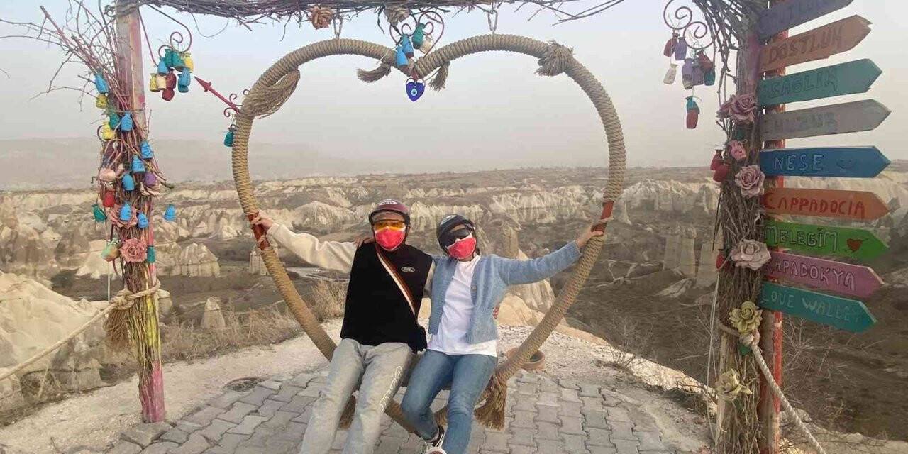 Kapadokya’da turistlere rüzgar engeli