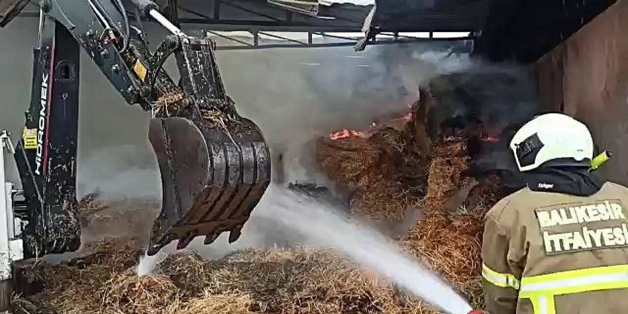 Havran’da besi çiftliğinde korkutan yangın