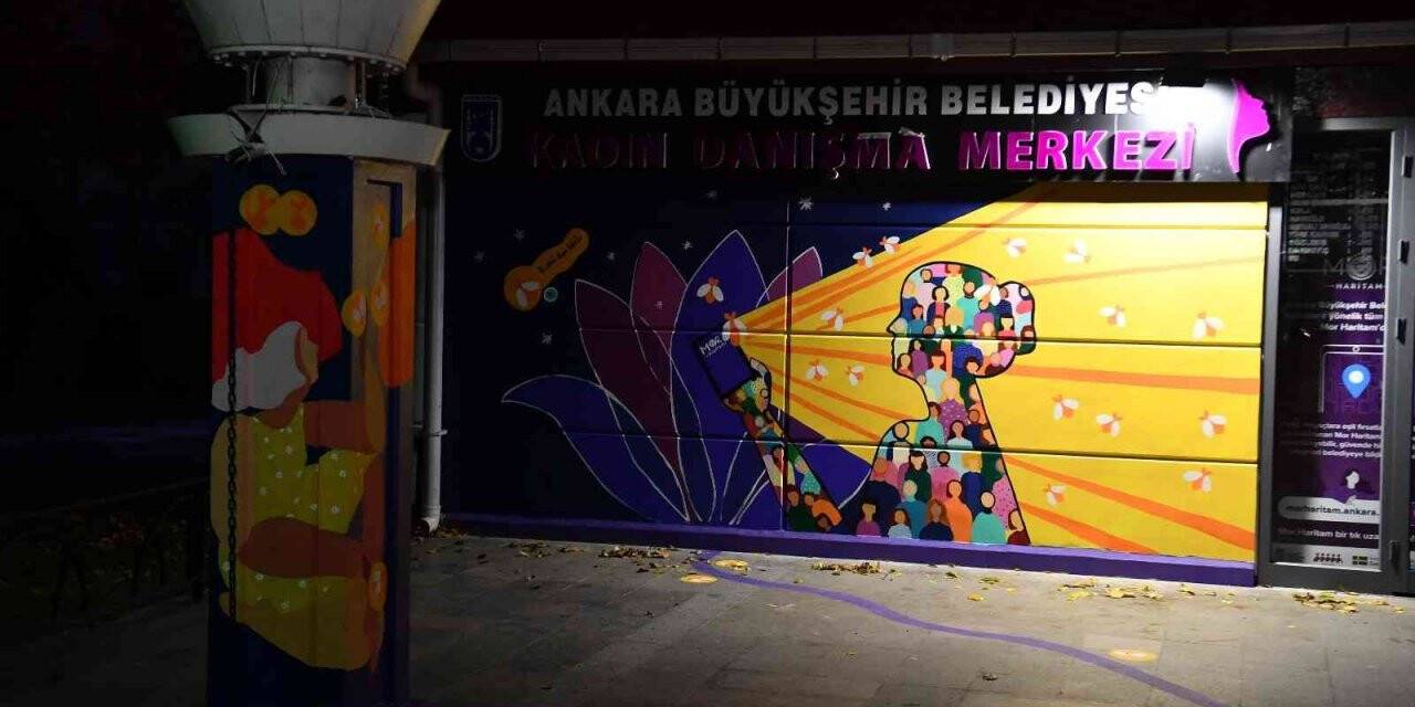 Ankara’da kadın sanatçılar duvarları Mor Haritam uygulaması ile renklendirdi