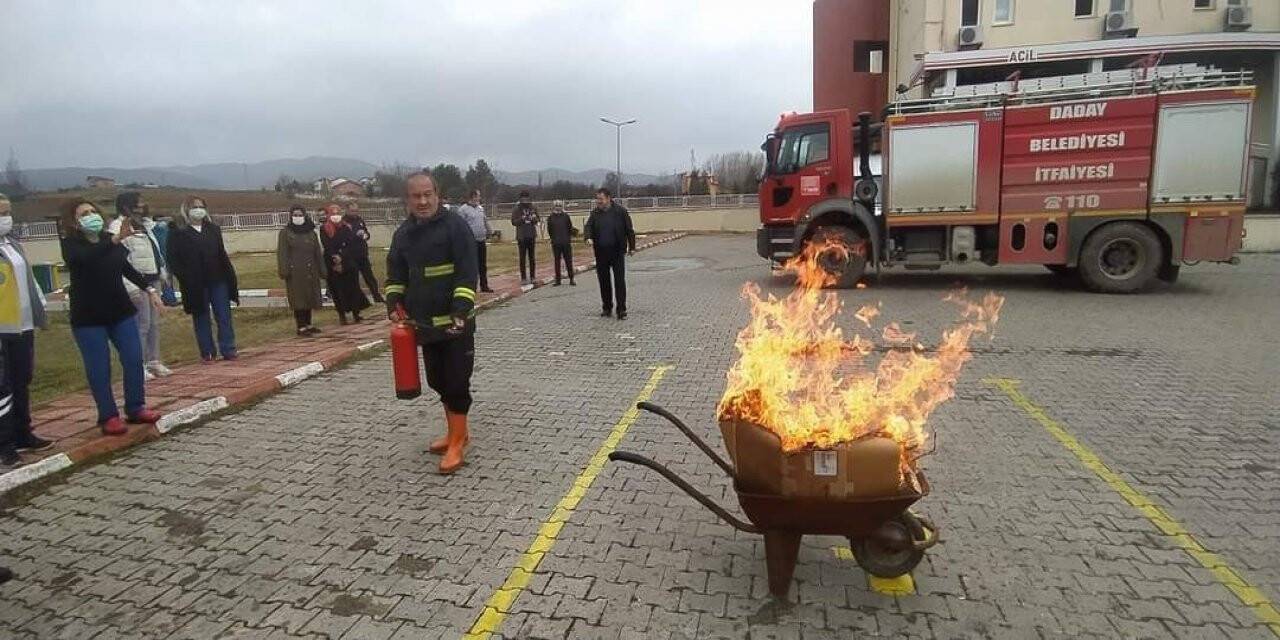 Daday Devlet Hastanesinde yangın söndürme tatbikatı yapıldı