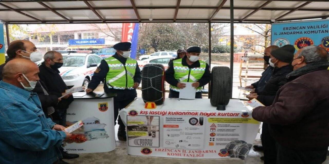 Jandarma trafik timleri, kış lastiği konusunda bilgilendirme yaptı