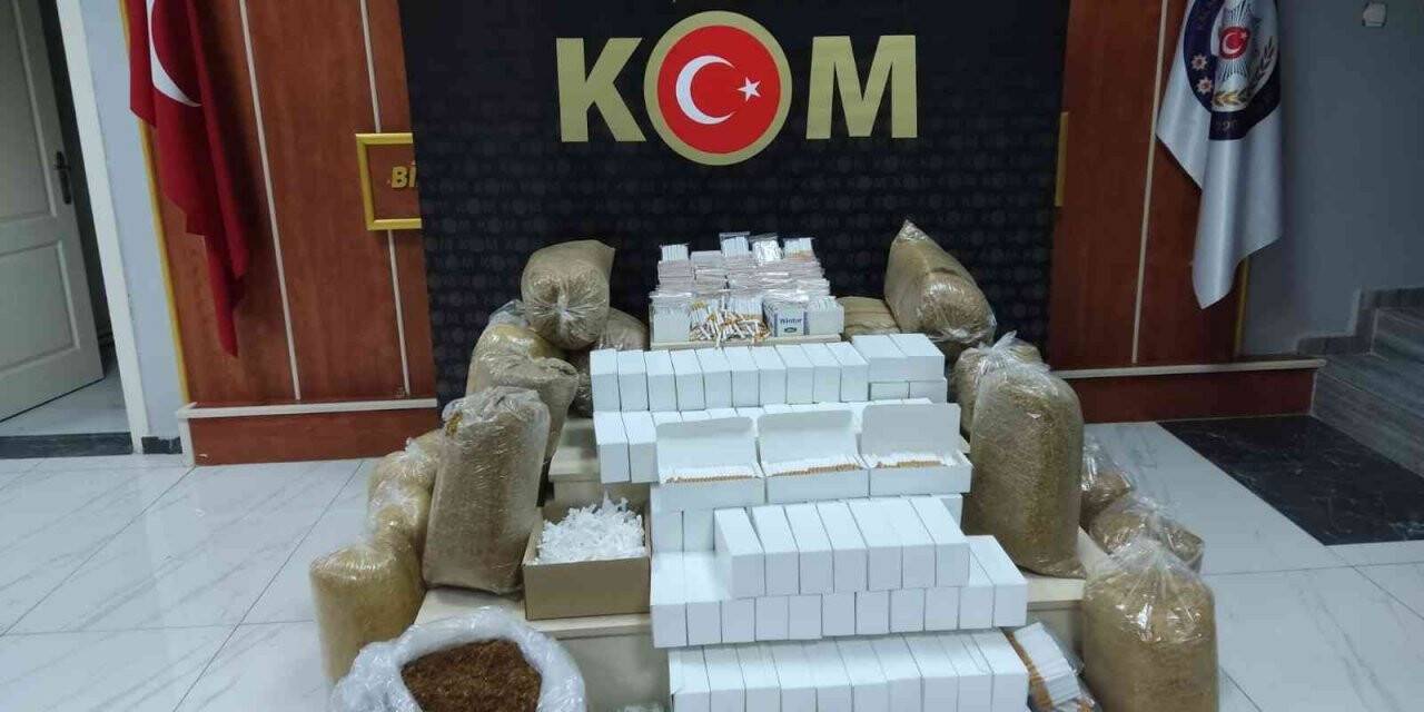 Piyasa değeri 1 milyon TL’den fazla kaçak tütün ve makaron ele geçirildi