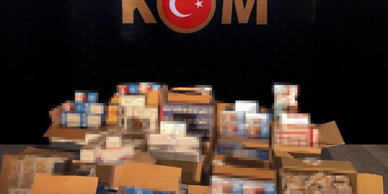 İş yerinde binlerce kaçak makaron ele geçirildi
