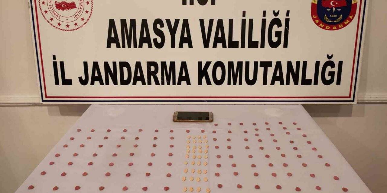 Amasya’da aramaya yapılan araçta 183 uyuşturucu hap bulundu