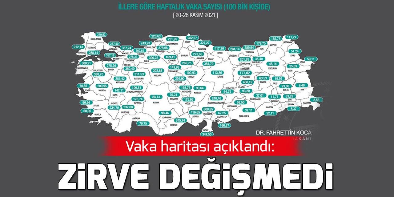 Vaka haritası açıklandı: Zirve değişmedi