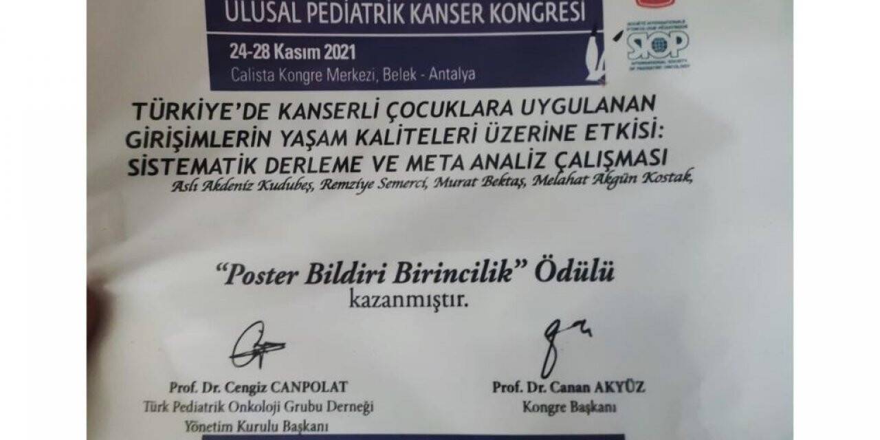BŞEÜ Bölüm Başkanı Kudubeş, ’Poster Bildiri Birincilik’ ödülüne layık görüldü