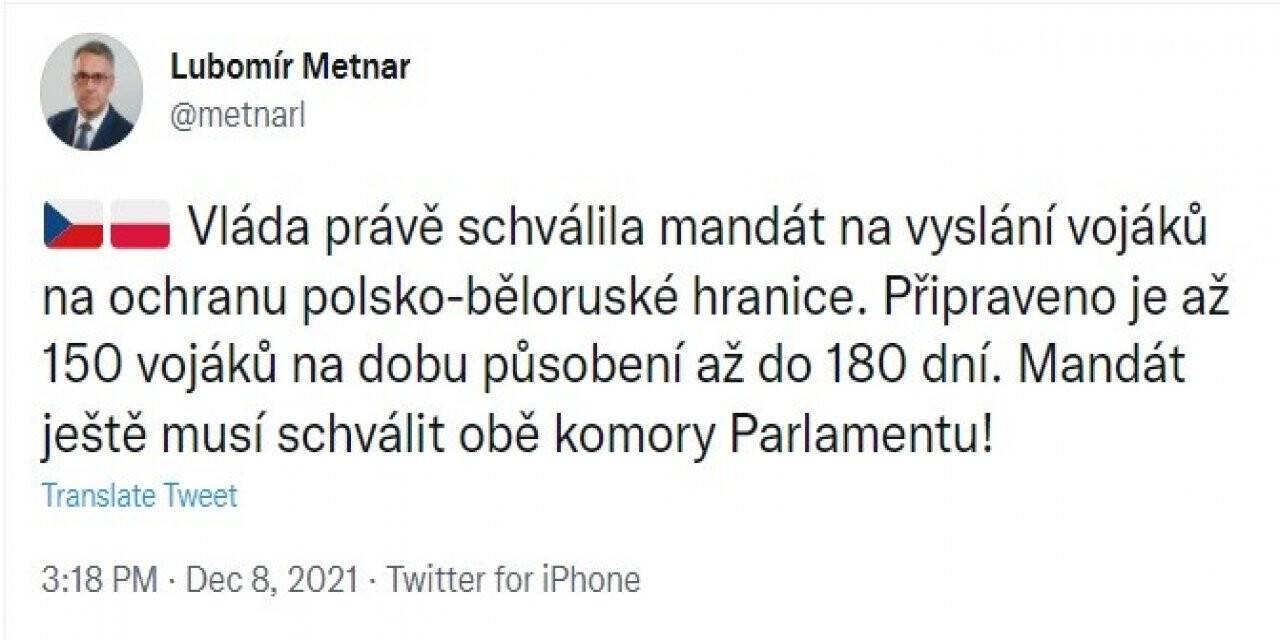 Çekya hükümeti, Polonya-Belarus sınırına asker gönderiyor
