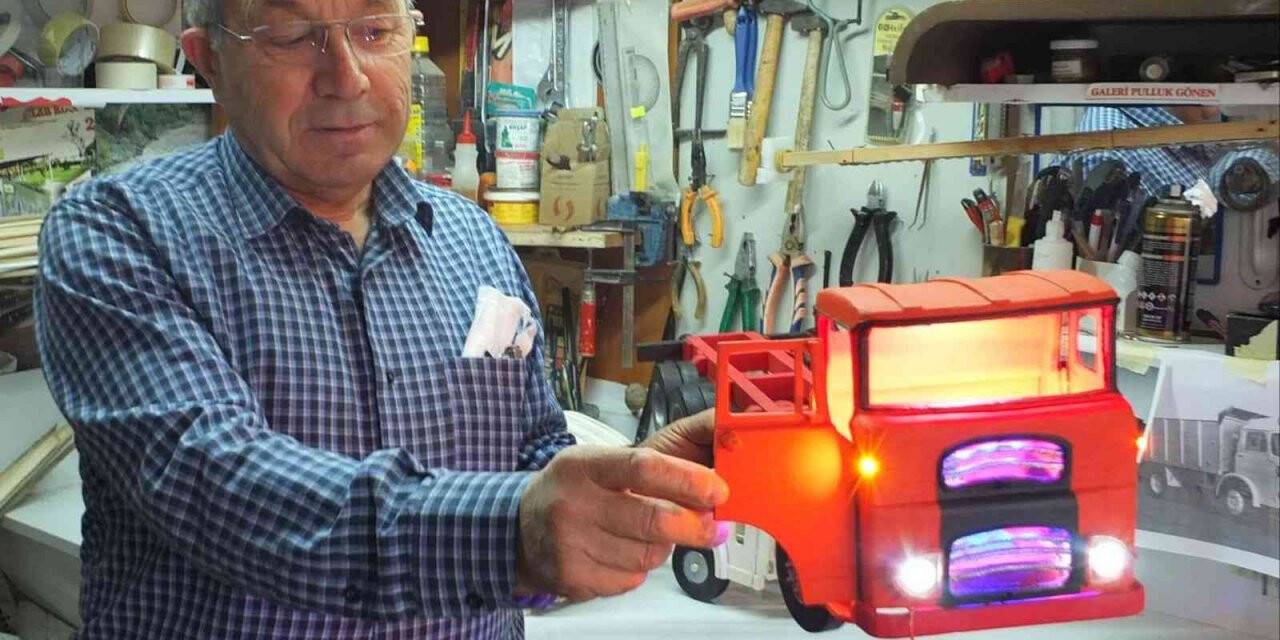 Kamyon ve otobüslere olan tutkusunu maketlere yansıttı