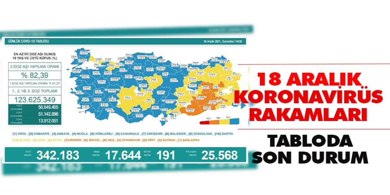 18 Aralık koronavirüs rakamları açıklandı