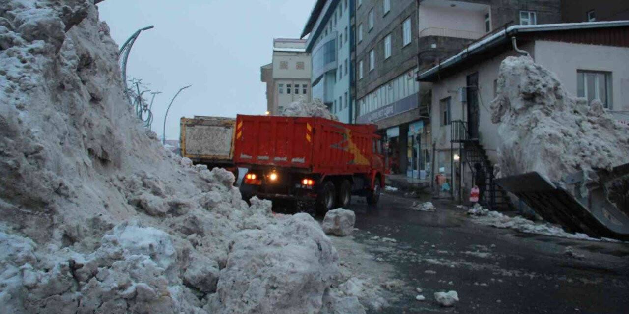 Hakkari’de iki günde 500 kamyon kar taşındı