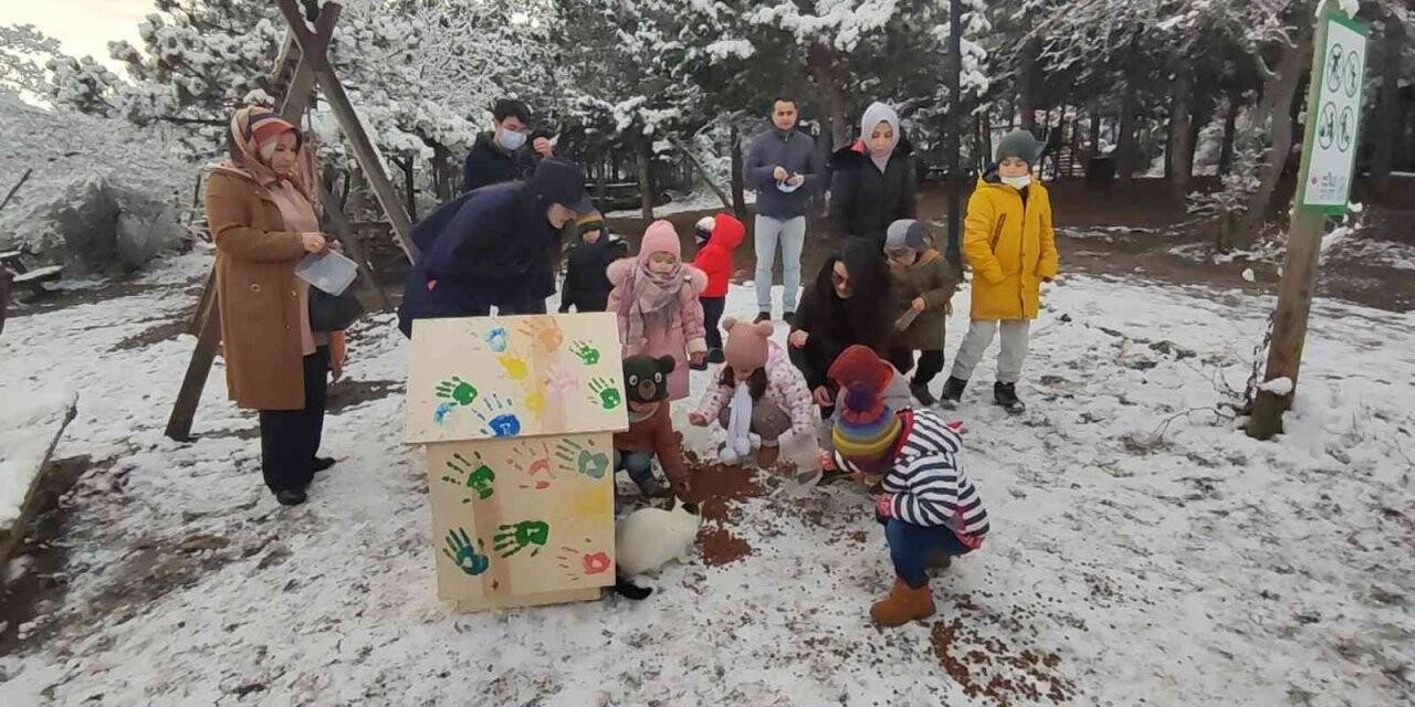 Yozgat’ta minik öğrenciler hayvanlar için yuva yapıp yiyecek bıraktı