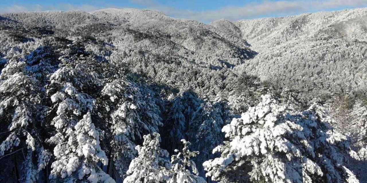 Kazdağları’ndan kart postalları aratmayan kar görüntüleri