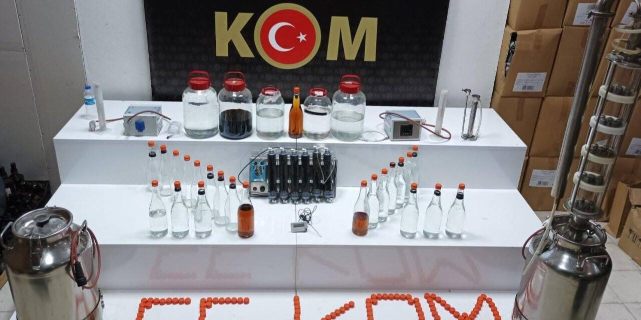 Lastik dükkanını içki imalathanesine çevirmişler