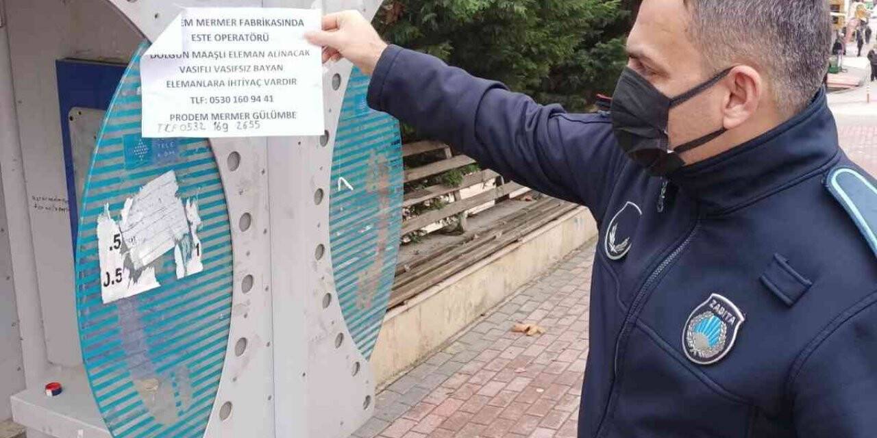 Bilecik’te çeşitli yerlere afiş yapıştıranlara ceza yağdı