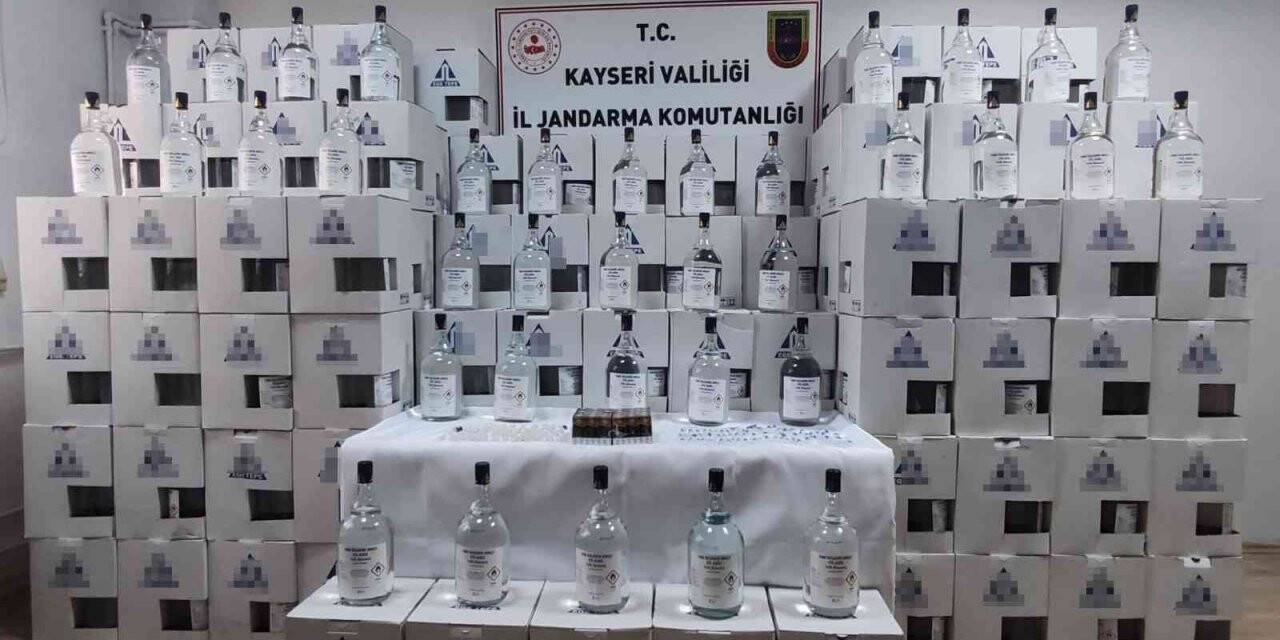 Kayseri’de sahte içki operasyonu: 2 ton 68 kilogram etil alkol ele geçirildi