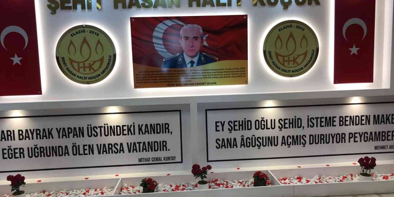 Elazığ’da şehidin adını taşıyan okulda, şehit için köşe yapıldı