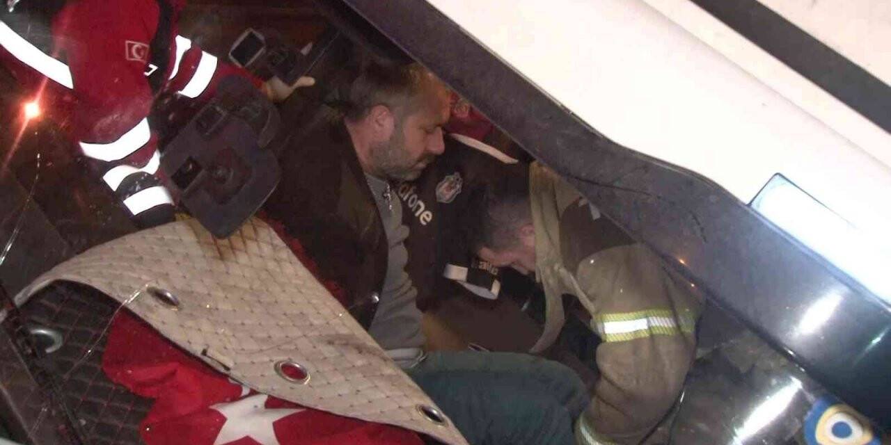 Sancaktepe’de 17 ton oksijen yüklü tanker dereye uçtu: 1 yaralı