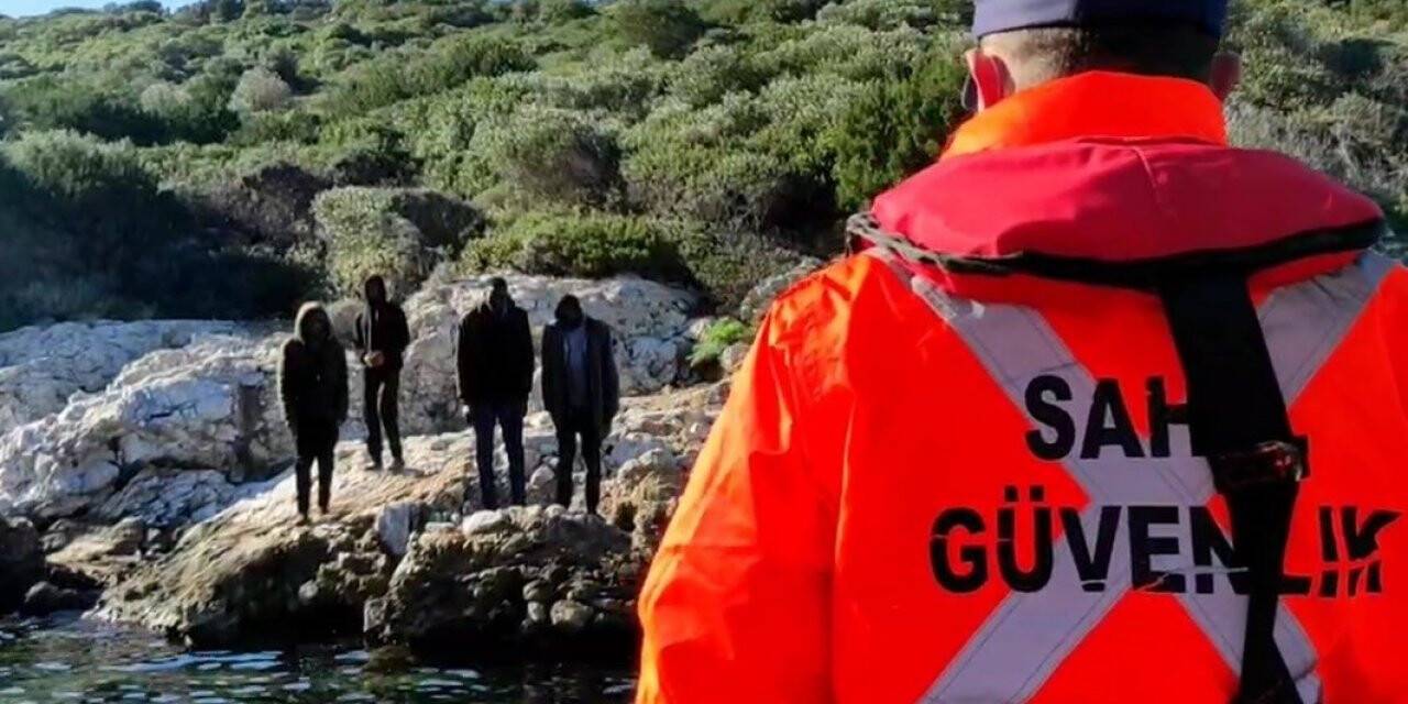 Karada mahsur kalan 4 düzensiz göçmen kurtarıldı