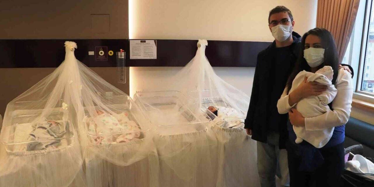 Samsunlu çiftin ’dördüz’ bebek mutluluğu