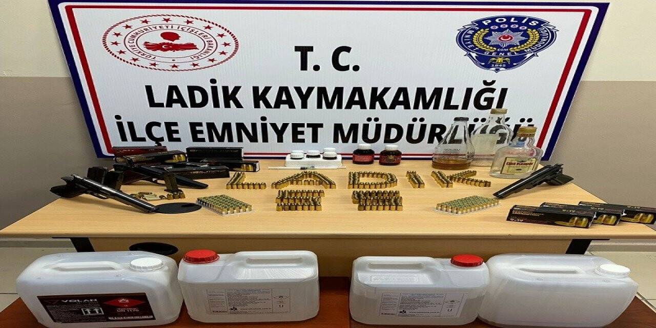 Sahte alkol ve tabanca ele geçti: 1 gözaltı