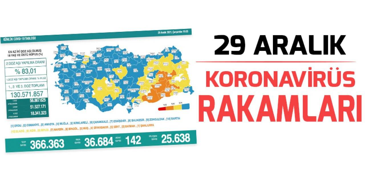 29 Aralık koronavirüs rakamları açıklandı