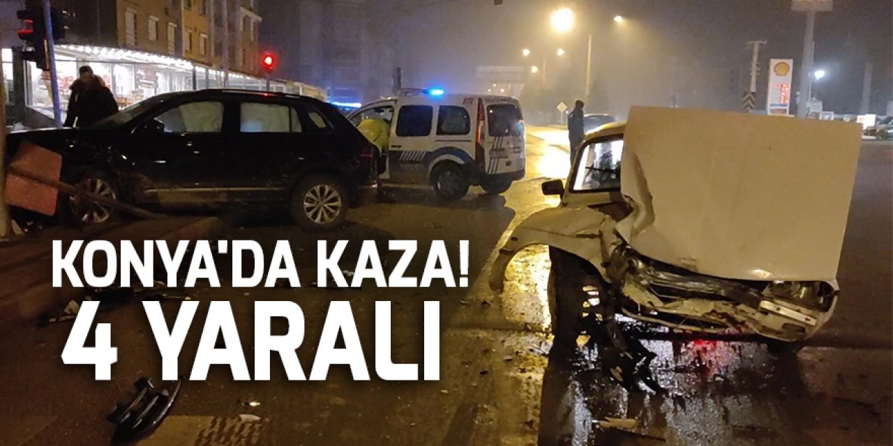 Konya'da kaza! 2 otomobil çarpıştı: 4 yaralı