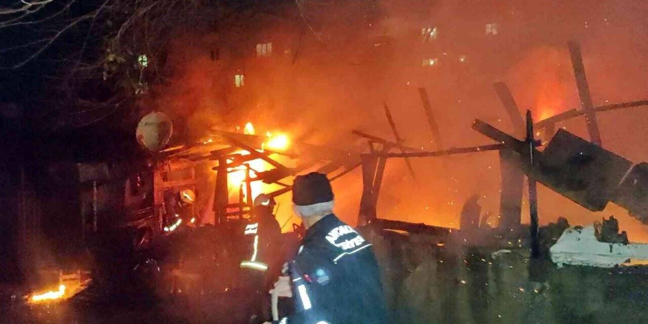Alev topuna dönen gecekonduda can pazarı