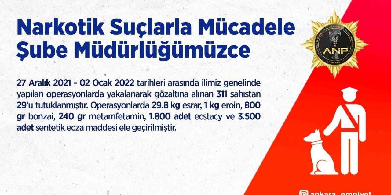Başkentte narkotik suçundan bir haftada 29 kişi tutuklandı