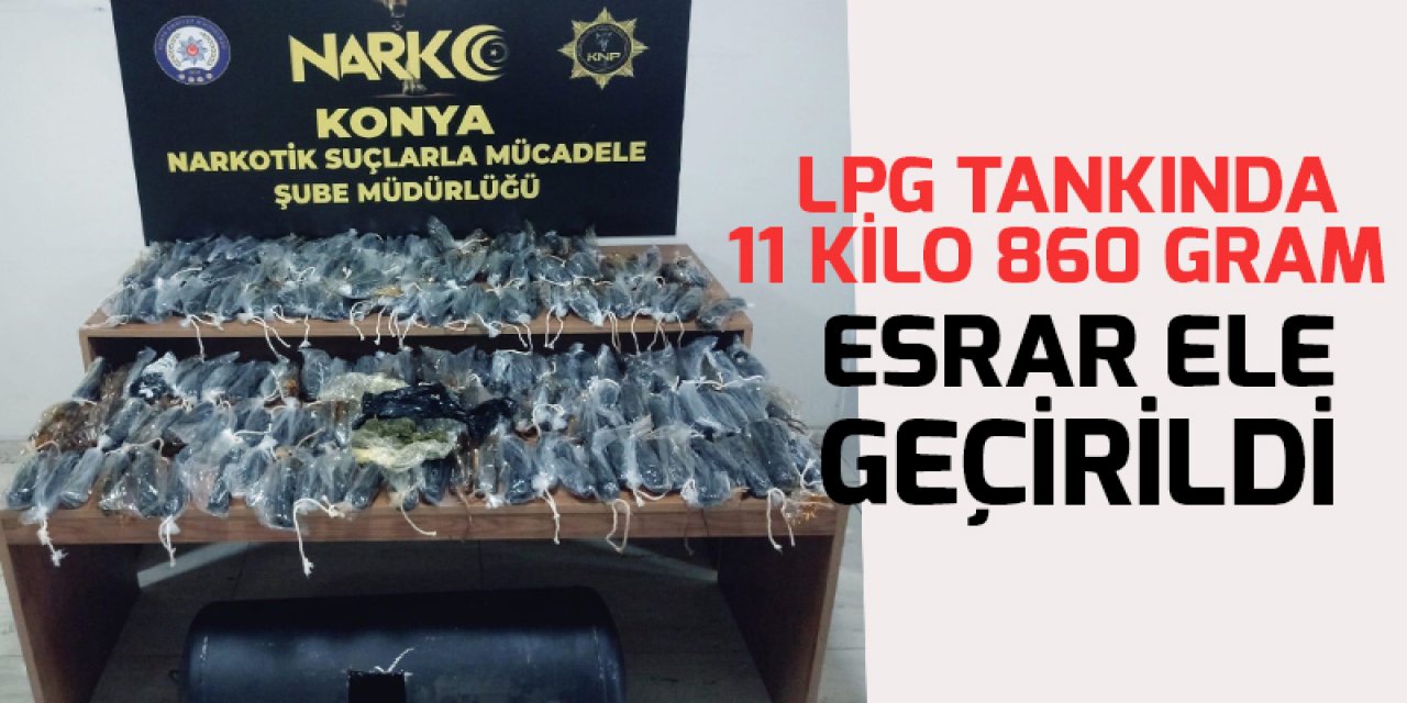Konya'da otomobilin LPG tankında 11 kilo 860 gram esrar ele geçirildi
