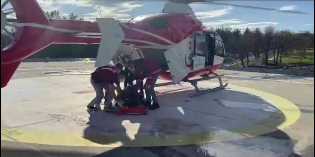 Silahla yaralanan şahsın yardımına ambulans helikopter yetişti