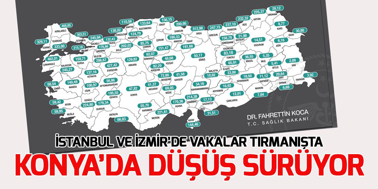 Konya'da vaka sayısında düşüş sürüyor