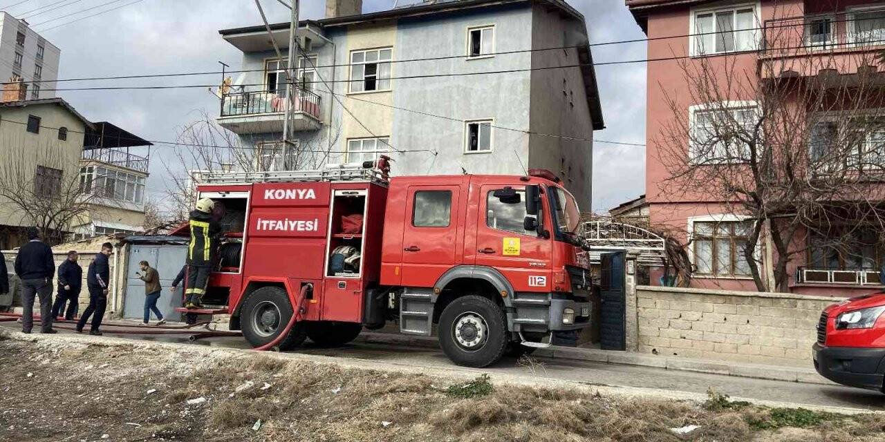 Konya’da binada çıkan yangın korkuttu
