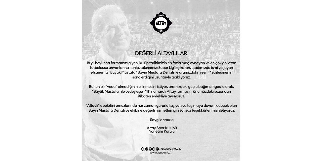 Altay’dan Mustafa Denizli’ye teşekkür