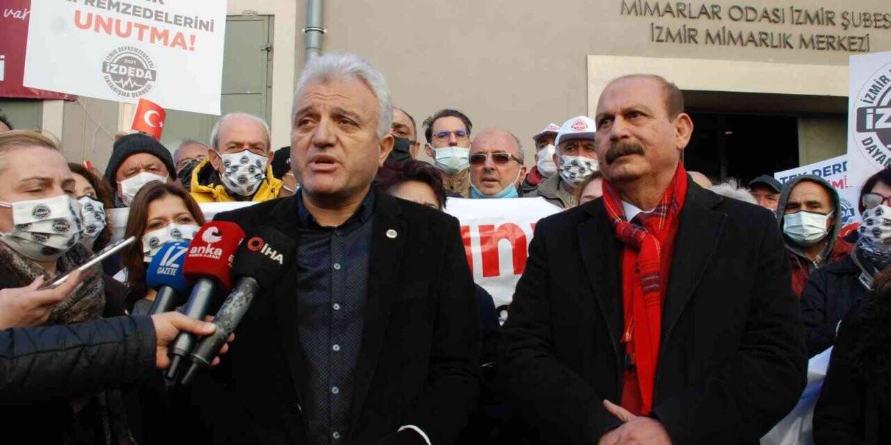 İzmirli depremzedeler TMMOB’yi protesto etti