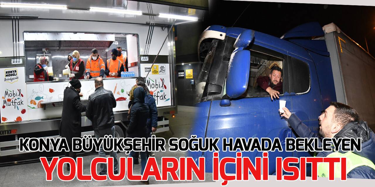 Konya Büyükşehir soğuk havada bekleyen yolcuların içini ısıttı