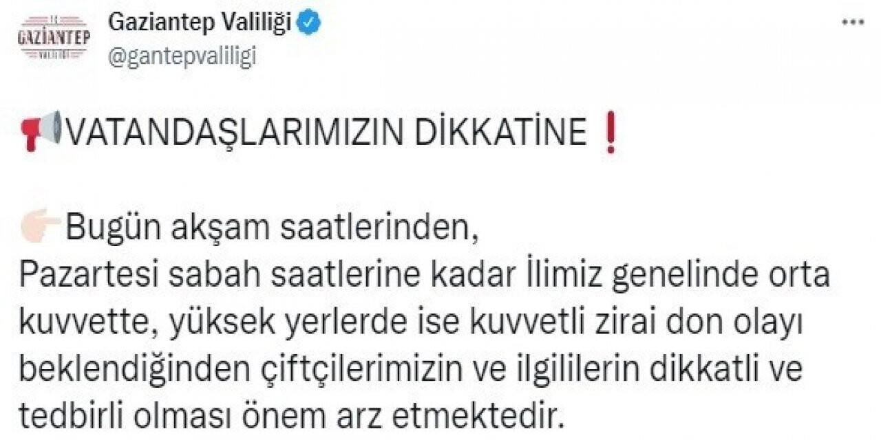 Gaziantep’te don ve rüzgar uyarısı