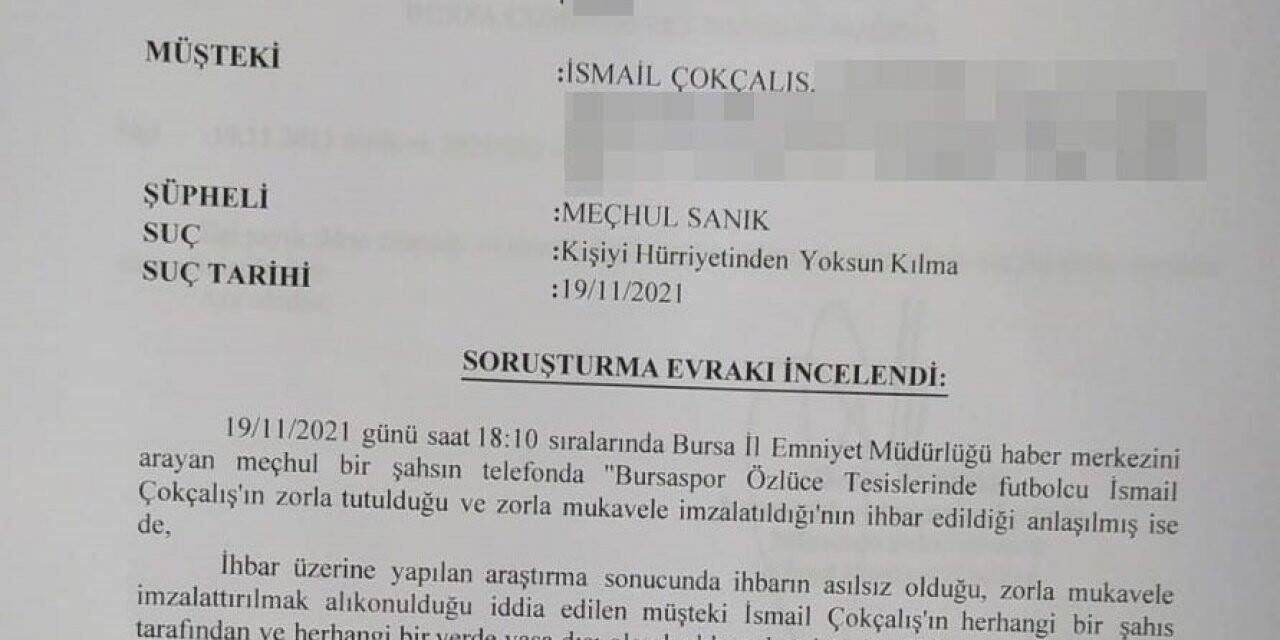 Bursaspor Kulübü’nden yeni İsmail Çokçalış açıklaması