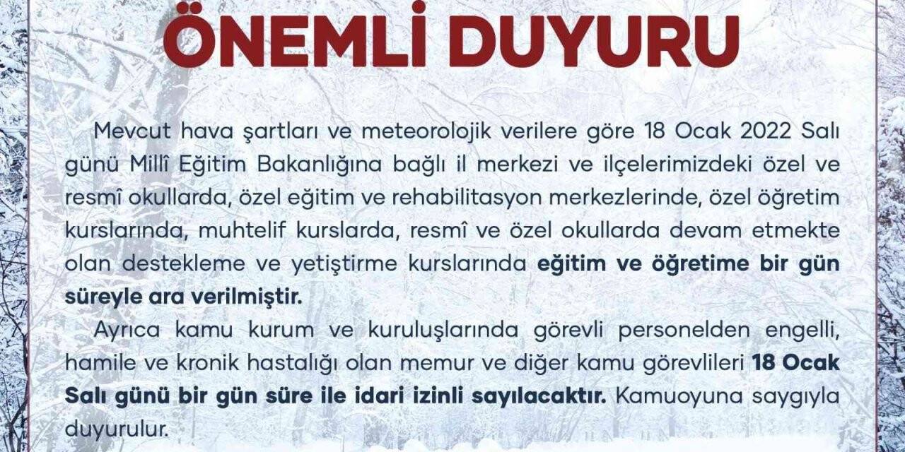 Uşak güne karla başladı, okullar tatil edildi