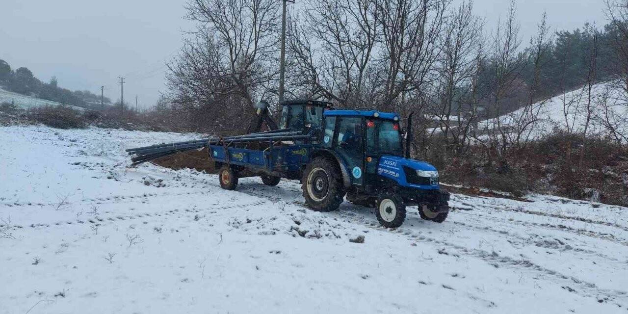 Kar yağışı MASKİ’nin çalışmalarına engel olmadı