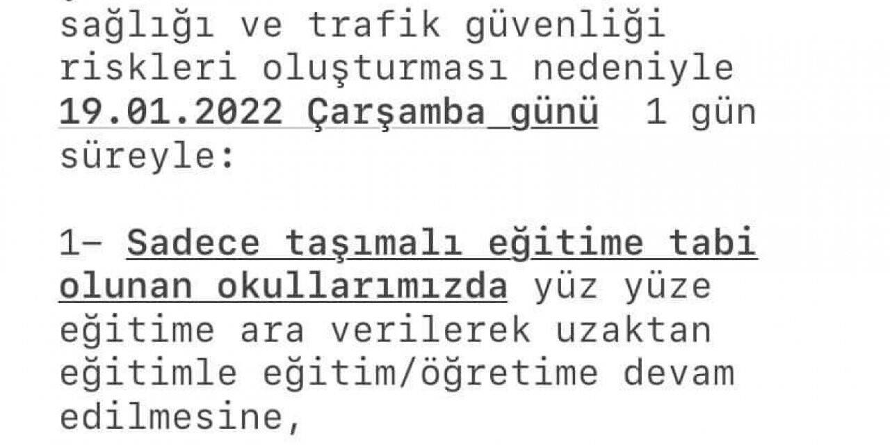 Eğitime 1 gün daha ara