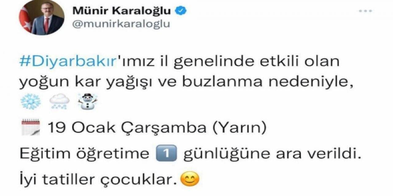 Diyarbakır Valisi Karaloğlu duyurdu: Kar yağışı nedeniyle okullar tatil