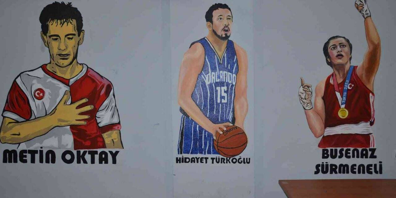 Şırnak’ta milli sporcular duvarlara resmedildi