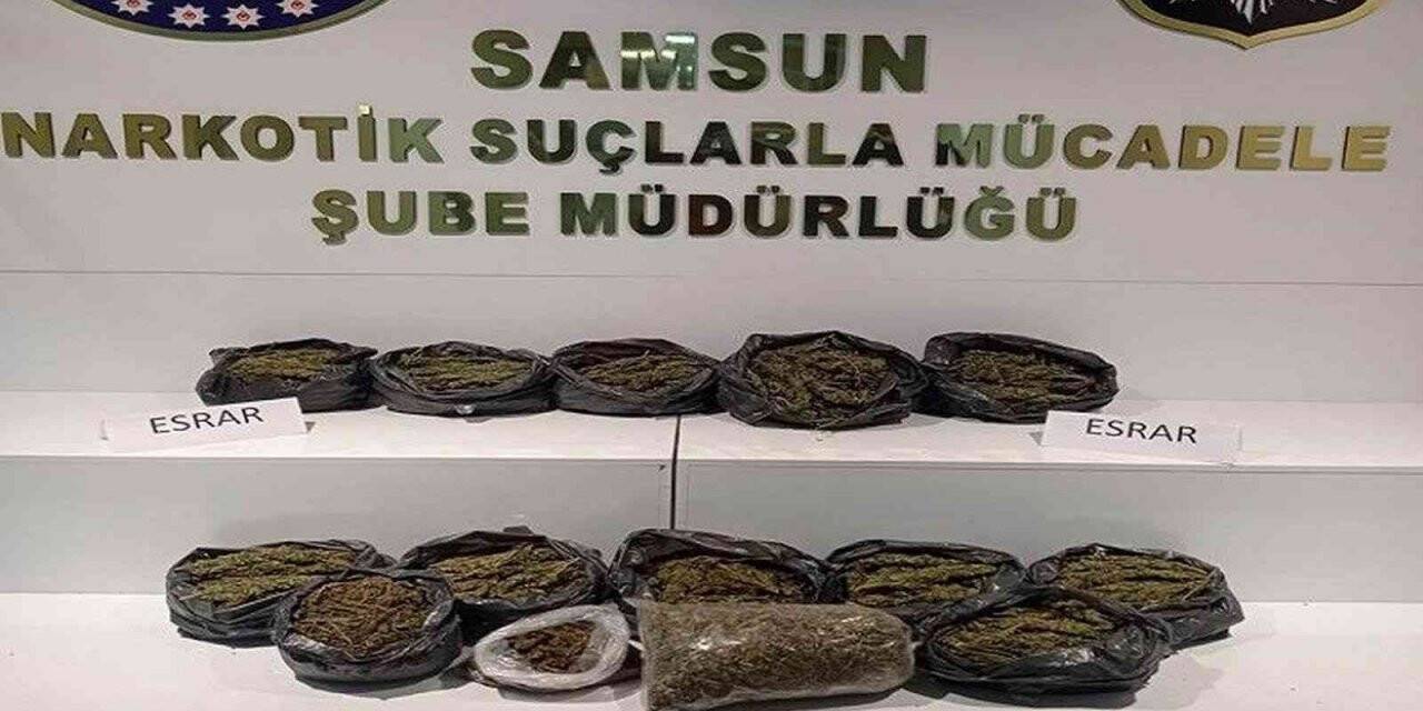 14 kilo 774 gram esrar saklandığı fındık bahçesinde ele geçirildi