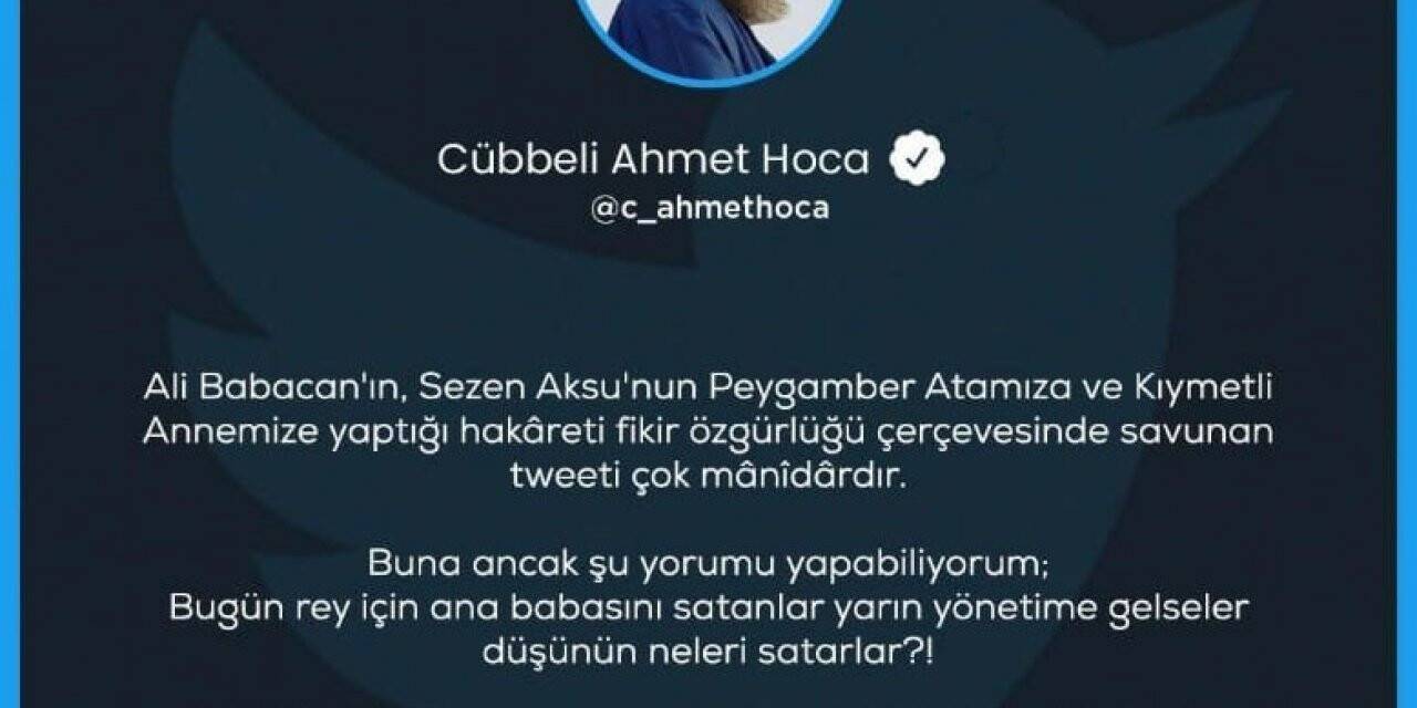 Cübbeli Ahmet Hoca, Ali Babacan’a ateş püskürdü