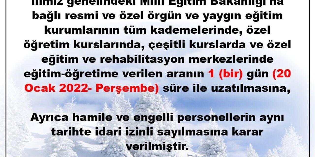 Rize’de kar tatili yarın da devam edecek