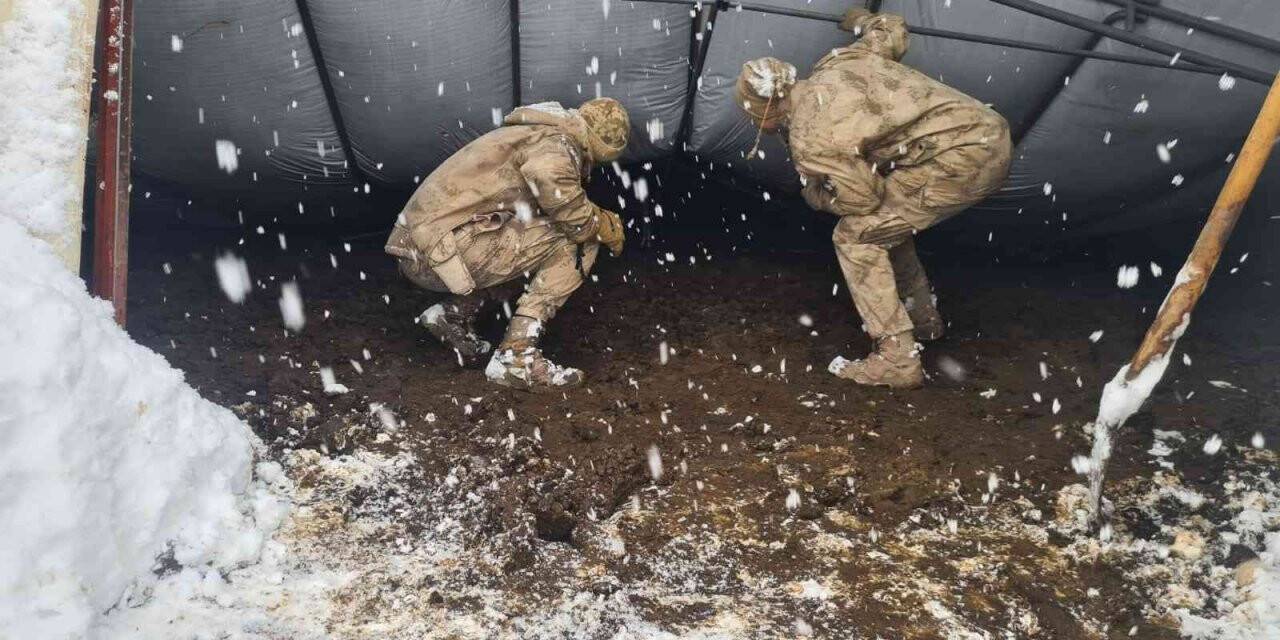 Yıkılan çadırın altına kalan hayvanlar jandarma tarafından kurtarıldı