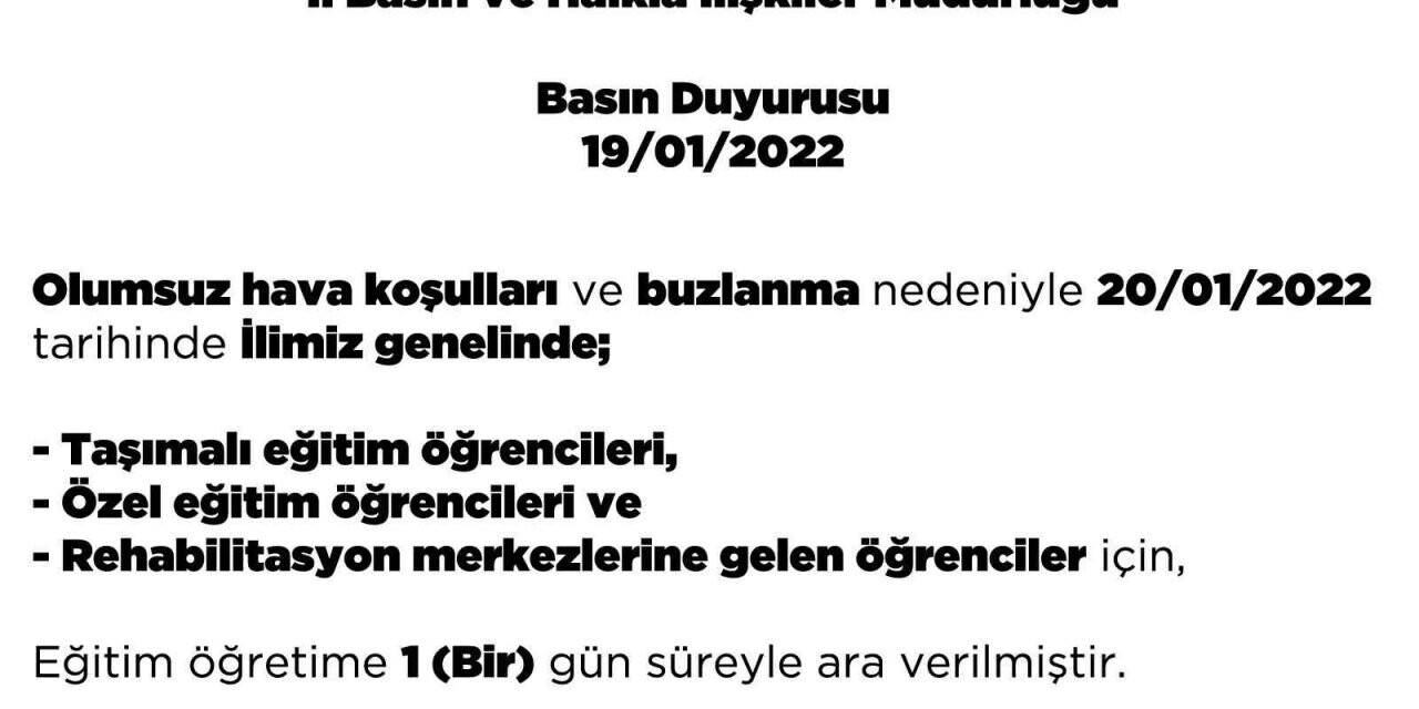 Nevşehir’de taşımalı eğitime 1 gün ara verildi